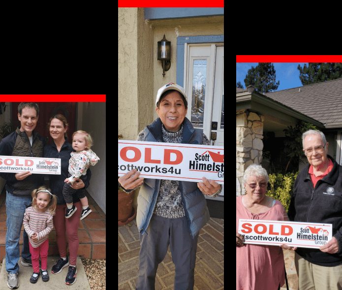 Scott Himelstein with clients in front of homes he sold